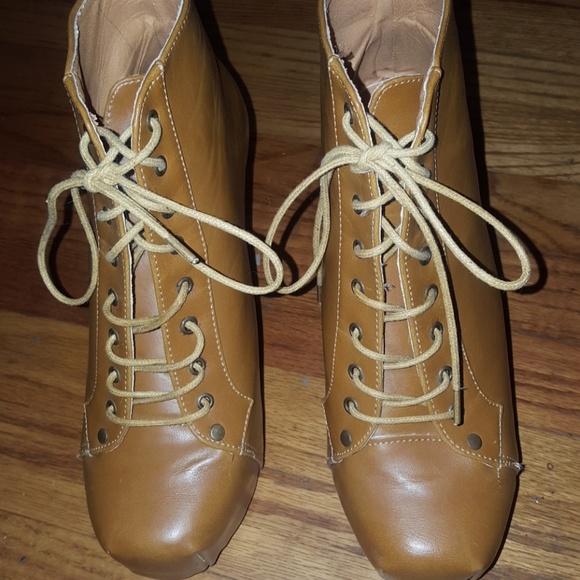 Lace up light brown booties. - Picture 2 of 2